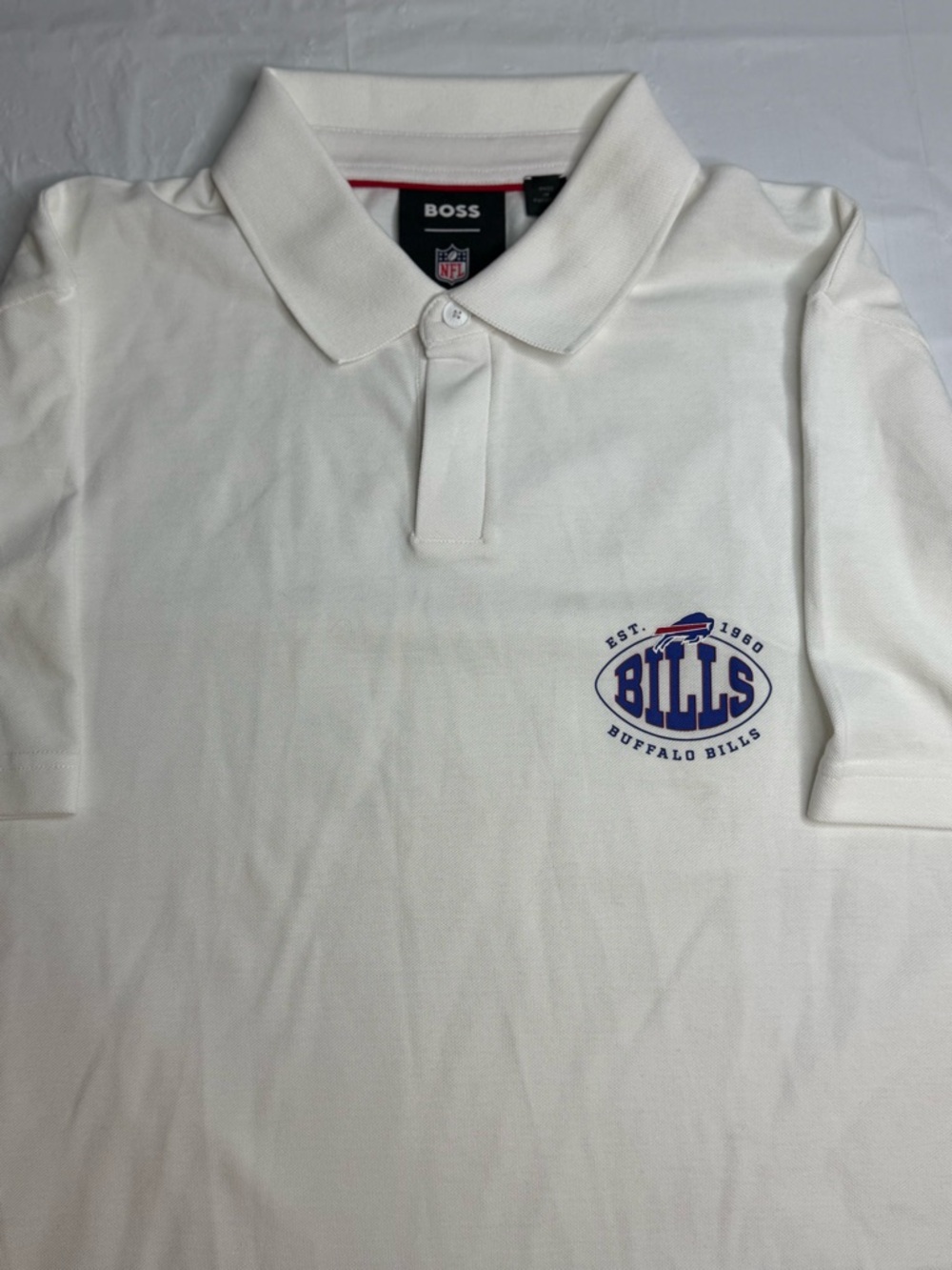 Hugo Boss NFL Buffalo Bills Polo Shirt XL White Short Sleeve Logo Mens